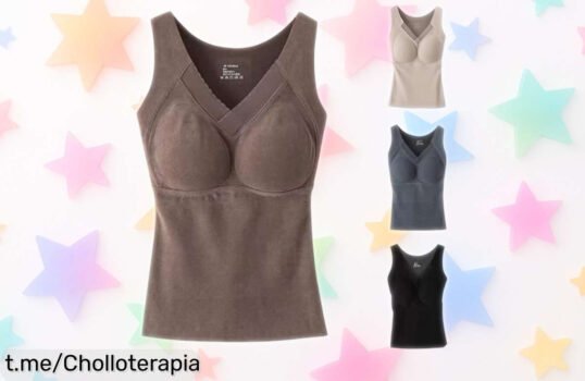 Camiseta interior térmica para mujer con sujetador integrado a precio loco, ¡un ofertón que te mantendrá calentita de manera invisible! No dudes, este chollo es solo por tiempo limitado.