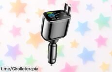 Cargador retráctil para coche Ankuee 4 en 1, el ofertón que acabará con los líos de cables y te permitirá cargar hasta 4 dispositivos a la vez. ¡No dejes pasar esta oportunidad!