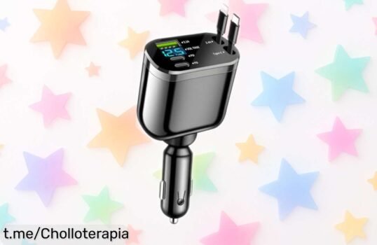 Cargador retráctil para coche Ankuee 4 en 1, el ofertón que acabará con los líos de cables y te permitirá cargar hasta 4 dispositivos a la vez. ¡No dejes pasar esta oportunidad!