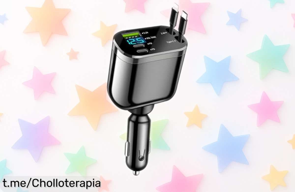 Cargador retráctil para coche Ankuee 4 en 1, el ofertón que acabará con los líos de cables y te permitirá cargar hasta 4 dispositivos a la vez. ¡No dejes pasar esta oportunidad!