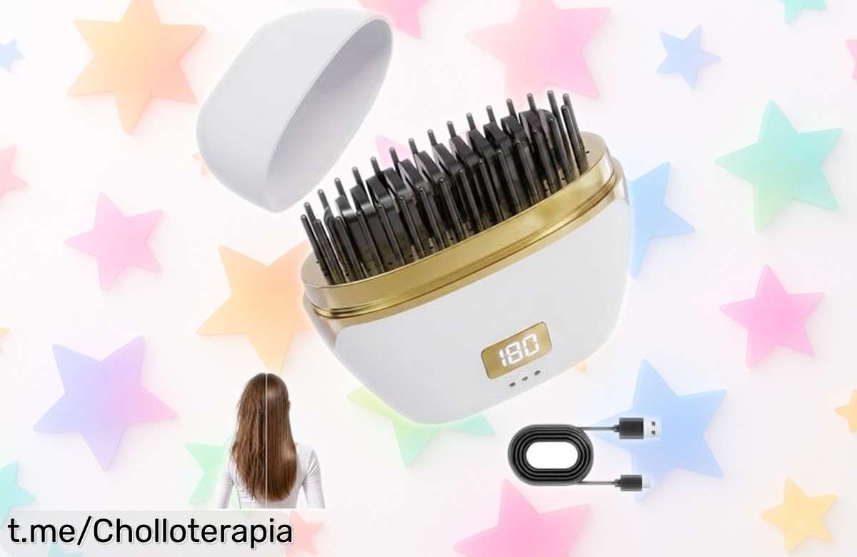 Cepillo alisador de pelo mini, recargable por USB y con 3 temperaturas: ¡un chollo perfecto para brillar en cualquier momento! ¡No te lo pierdas y enciende tu estilo ahora!