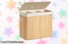 Cesto de ropa sucia SONGMICS con 3 compartimentos a un precio loco, organiza tu colada fácil y rápido ¡Hazte hoy mismo con este super chollo antes de que volar!