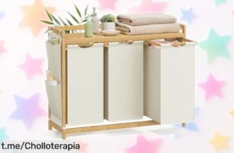 Cesto para ropa sucia SONGMICS con 3 compartimentos y estante, súper resistente a precio loco que te hará el orden más fácil y divertido de tu día a día. ¡No lo dejes escapar!