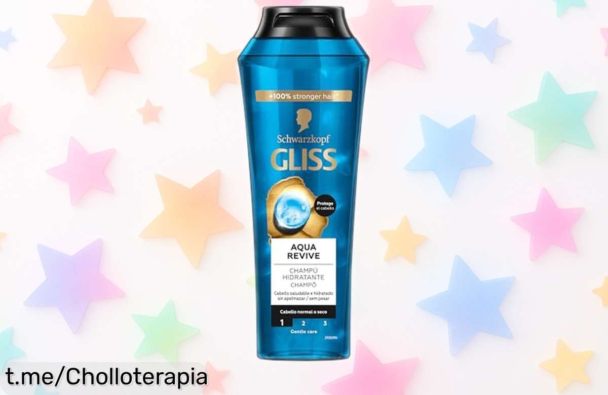 Champú Gliss Aqua Revive 250 ml, ofertón para un pelo hidratado y brillante hasta por 48 horas. ¡Cuida tu cabello sin complicaciones y no dejes escapar este super chollo!