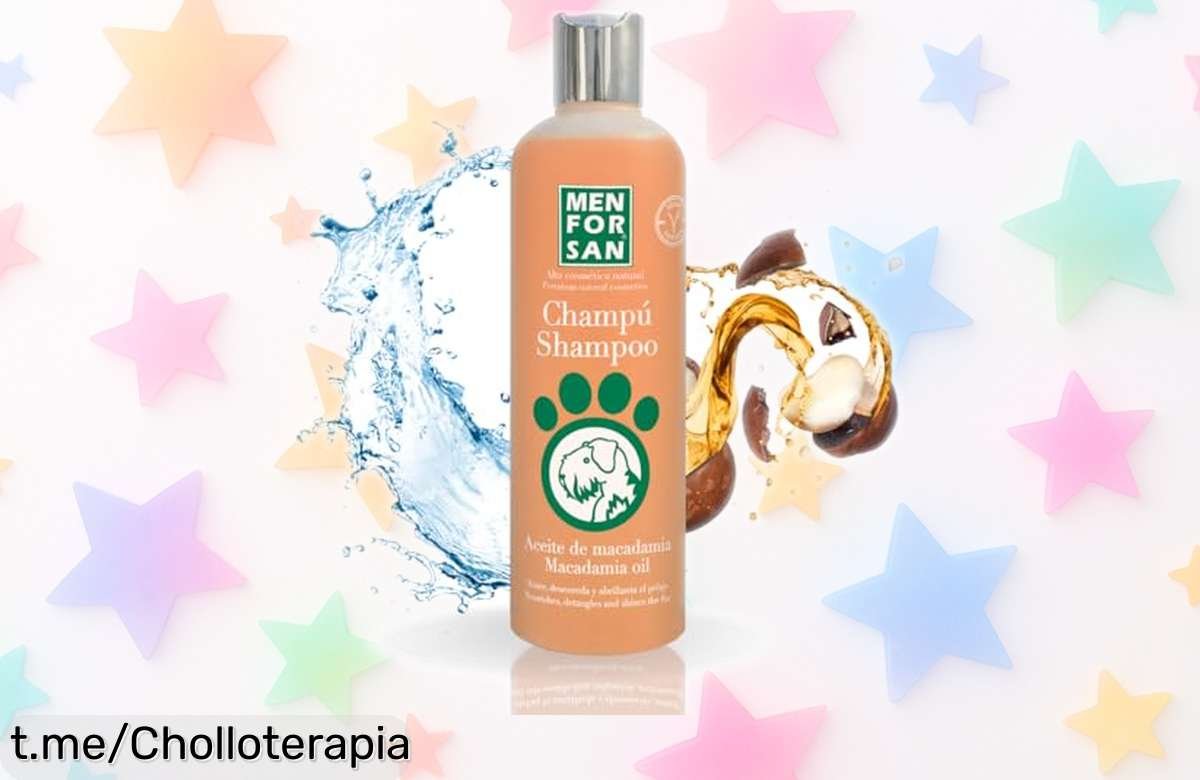 Champú Menforsan para perros con aceite de macadamia, el super chollo que desenreda nudos y hace brillar su pelaje. ¡Dale a tu mascota el cuidado que se merece ahora!