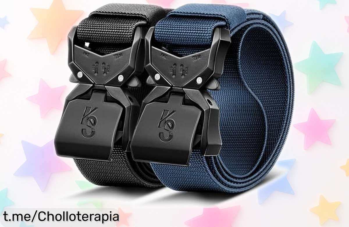 Cinturón táctico KEMISANT en pack de 2, súper resistente y fácil de usar a precio loco: ¡No te quedes sin el tuyo y siente la fuerza del trabajo duro!