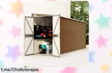 Cobertizo para jardín Emmtore de acero galvanizado, ¡rebajado y con espacio de sobra! Aprovecha este chollazo e impulsa tu orden en el jardín antes que desaparezca.