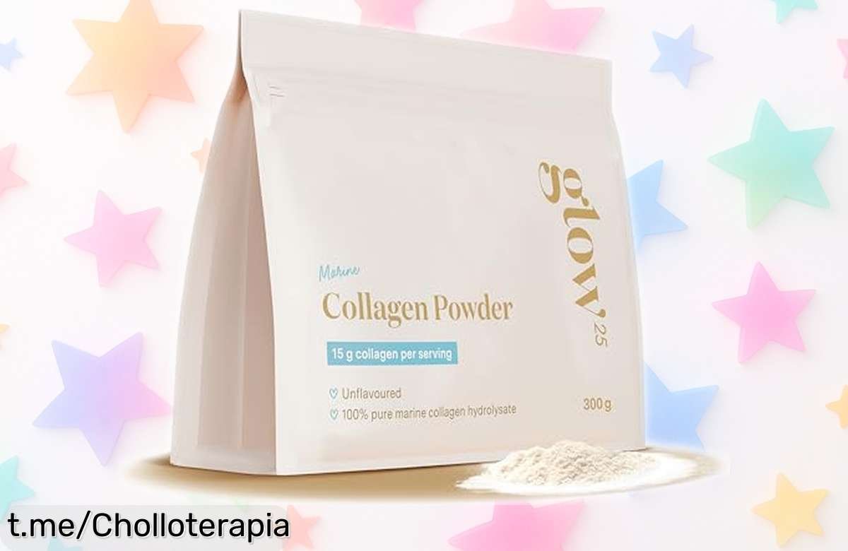 Colágeno marino en polvo Glow25® de 300g con péptidos que se absorben al instante, ahora a un precio de escándalo que no puedes dejar pasar. ¡Consíguelo ya y dale brillo a tu piel!