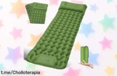 Colchón de camping inflable Forrinx ultraligero con almohada incluida, ¡un ofertón que hará que tus escapadas sean inolvidables y se hincha en solo 30 segundos!