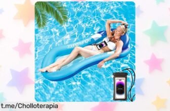 Colchoneta hinchable para piscina con reposacabezas y funda para el móvil a un precio loco: aprovecha este ofertón y disfruta del agua como nunca antes, ¡no te lo pierdas!