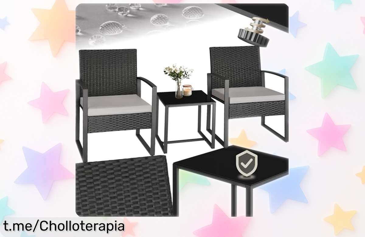 Conjunto de jardín TecTake para 2 personas: elegancia y resistencia a precio loco, ¡no te quedes sin disfrutar tu espacio al aire libre!