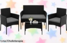 Conjunto de muebles de jardín Yaheetech 4 piezas para disfrutar del sol y la buena compañía a un precio locazo que no te querrás perder ¡Decídete ya y dale vida a tu exterior!
