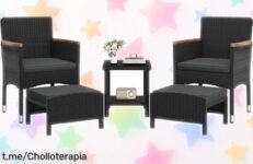 Conjunto de muebles de jardín Yaheetech 5 piezas para disfrutar del sol y compartir risas en tu patio, ¡aprovecha este descuentazo antes que vuelen!