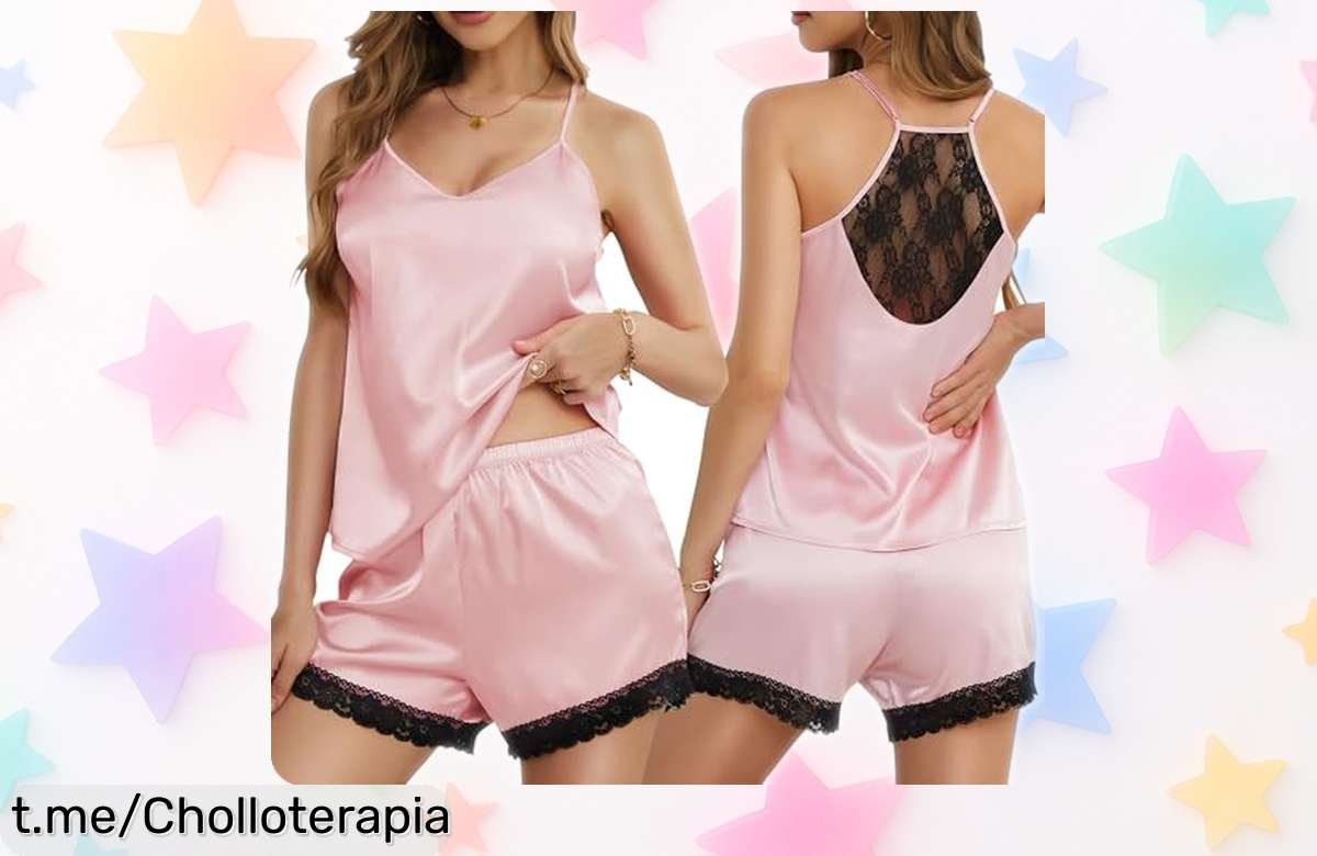 Conjunto de pijama corto de satén RSLOVE, sexy y ligero, precio rebajado que hará brillar tus noches; ¡no te pierdas este ofertón!