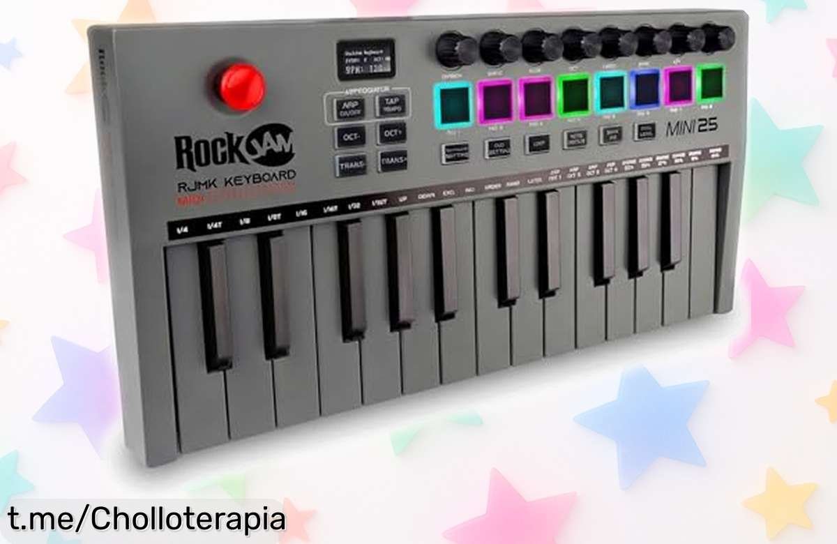 Controlador de teclado MIDI RockJam Go con Bluetooth para montar beats donde quieras, ¡super chollo que puedes llevar a cualquier parte y a precio loco!