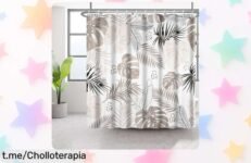 Cortina de baño bohemia con plantas tropicales: ¡Ofertón impermeable y fácil de lavar que hace brillar tu estilo! Aprovecha este precio de ganga, es un chollo que vuela.