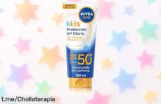 Crema solar para niños NIVEA SUN Kids con súper protección SPF 50+, ¡super chollo que cuida su piel y les deja jugar sin preocupaciones! No te quedes sin la tuya.