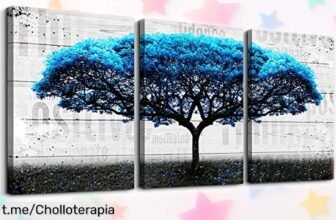 Cuadro azul con árbol grande MHARTK66, una maravilla pintada a mano que hará vibrar tus espacios; no dejes pasar este super chollo para embellecer tu hogar ya.