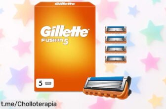 Cuchillas Gillette Fusion 5 en pack de 5: rasurado apurado para hasta 20 afeitados cada una a un precio tirado, ¡decídete ya y dile adiós al mal rato de afeitarte!