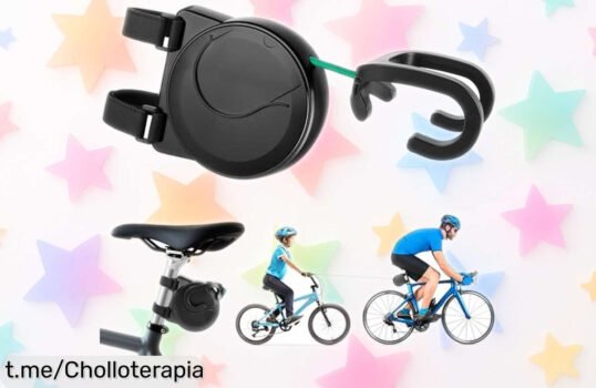 Cuerda de remolque Ruryxel para bici infantil, segura y fácil de poner, ahora a un precio regalado que no querrás perderte mientras disfrutas en familia.
