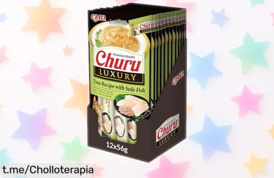 Delicioso lote de premios para gatos INABA Churu Luxury: ¡48 tubos de atún y lenguado a un precio regalado! Haz que tu minino babeé de felicidad hoy mismo.