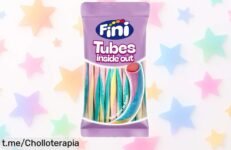 Delicioso regaliz de fresa Finipalo Tubes Rainbow Inside Out, bolsa de 80 gr: dulzura y alegría que no puedes dejar pasar a un precio extraordinario.