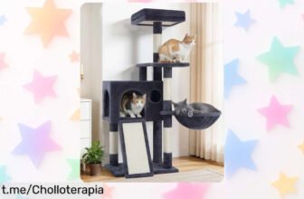 Descubre el árbol rascador Gitelsnour GCT005SG: diversión para tu gato, hamaca incluida y a un precio increíblemente bajo. ¡No dejes que se te escape este cholo!