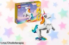 Descubre el mágico set LEGO Creator 3 en 1: un unicornio que se convierte en caballito de mar o pavo real, ¡diversión sin fin a precio regalado para peques creativos!