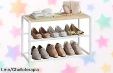 Descubre el zapatero WOLTU de metal: moderno, con 2 niveles y espacio para 6 pares, ¡un ofertón que transformará tu entrada en un lugar ordenado!