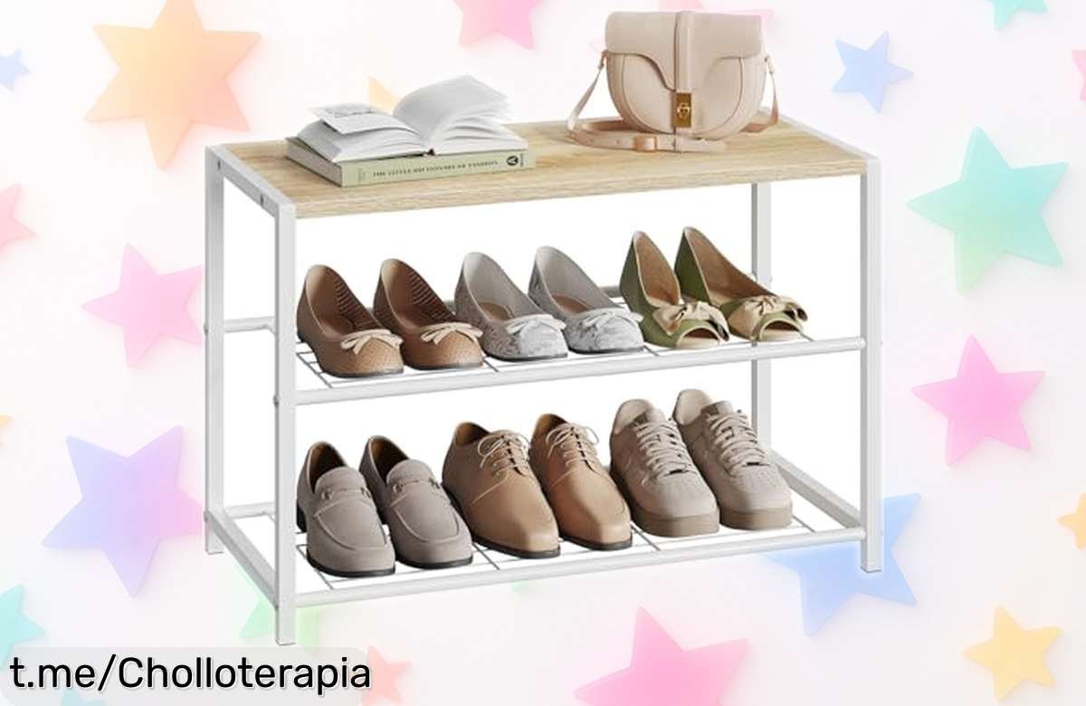 Descubre el zapatero WOLTU de metal: moderno, con 2 niveles y espacio para 6 pares, ¡un ofertón que transformará tu entrada en un lugar ordenado!