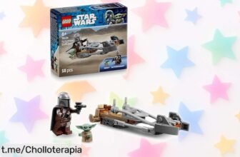 Descubre la moto Speeder del Mandaloriano con minifiguras de Grogu y DIN Djarin, ¡oferta increíble para aventuras épicas que no querrás dejar escapar!