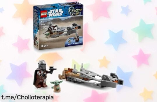 Descubre la moto Speeder del Mandaloriano con minifiguras de Grogu y DIN Djarin, ¡oferta increíble para aventuras épicas que no querrás dejar escapar!