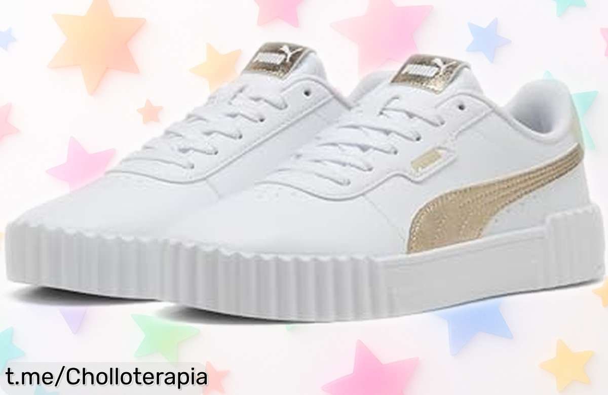 Descubre los tenis casuales PUMA Carina 3.0 en blanco y oro a un precio que flipas, ¡no dejes pasar este ofertón para lucir increíble todos los días!