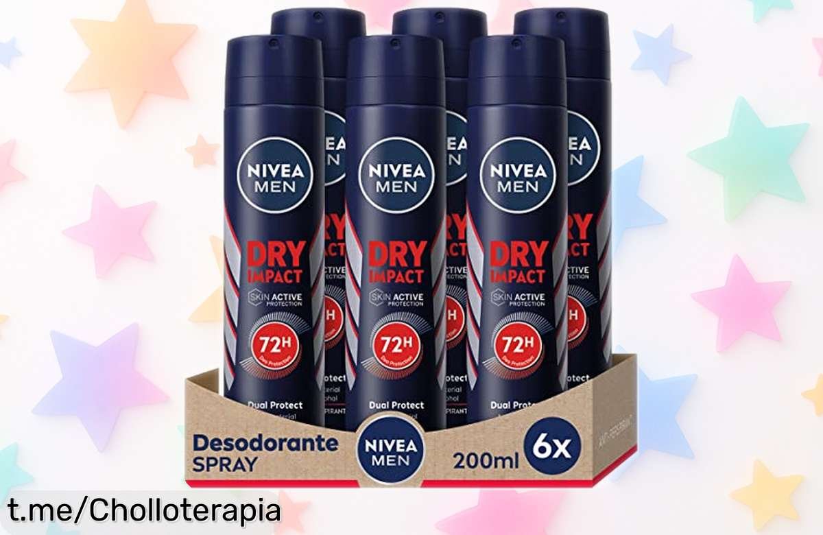 Desodorante NIVEA MEN Dry Impact en pack de 6 sprays, protección total y olor fresco hasta 72h ¡chollazo que no puedes dejar escapar!