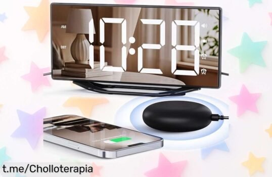 Despertador digital con pantalla grande y espejo: ¡vibración, doble alarma y un precio loco que hará que te despiertes feliz todos los días!