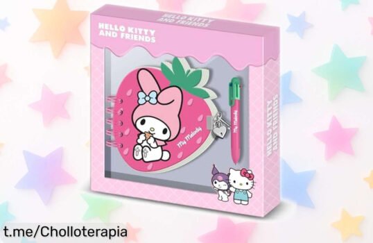 Diario de Hello Kitty y My Melody con candado y bolígrafo multicolor, ¡un pack a un precio de escándalo que hará sonreír tus apuntes! Aprovecha este chollazo antes de que se acabe.