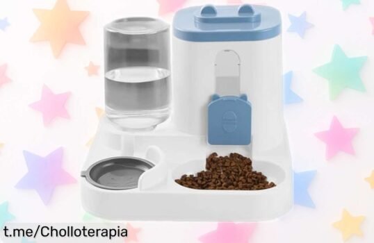 Disfruta de un dispensador automático 2 en 1 Hitburu para perros y gatos, sin cables y con diseño antiderrame. ¡Mantén todo limpio mientras cuidas a tus peludos por un precio de ganga!