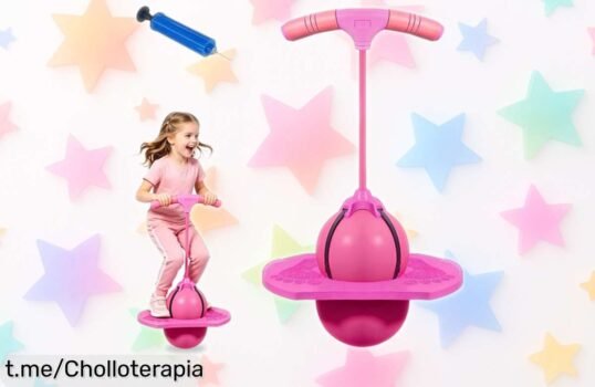 Divertida pelota de salto tipo pogo con manija desmontable: perfecta para entrenar equilibrio en casa o jardín, ¡no te pierdas este chollazo que hará reír a grande y pequeños!