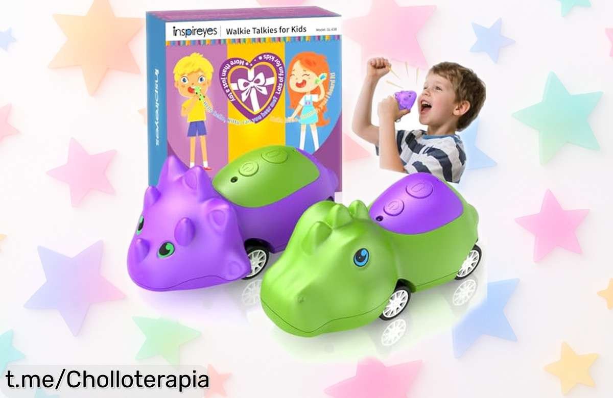 Divertidos walkietalkies para niños Inspireyes con diseño de dinosaurio, ¡precios súper reducidos! Que la aventura comience y el juego nunca se detenga.
