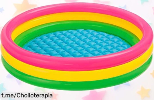 Diviértete como nunca con la piscina hinchable Intex para peques, 3 aros de colores y kit reparador en precio de ganga, ¡aprovéchalo antes que se acabe!
