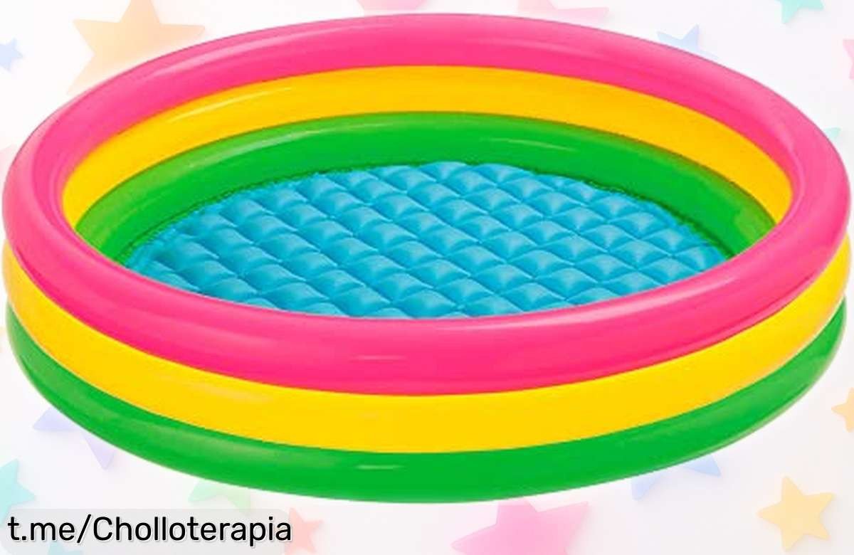 Diviértete como nunca con la piscina hinchable Intex para peques, 3 aros de colores y kit reparador en precio de ganga, ¡aprovéchalo antes que se acabe!