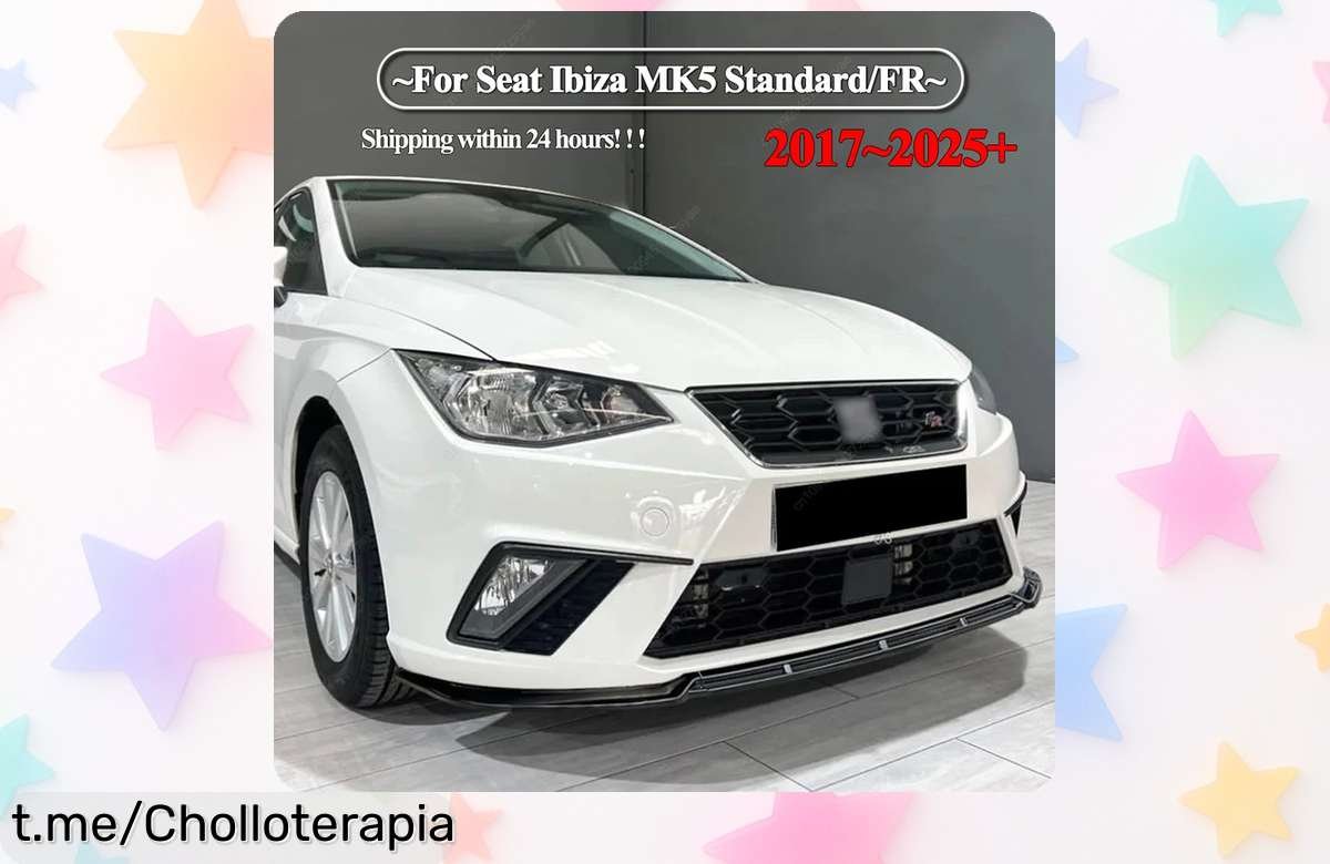 Divisor difusor delantero para Seat Ibiza MK5 2017-2024, mejora el estilo y aerodinámica, aprovecha este descuentazo y dale un toque espectacular a tu coche ya antes de que se acabe.