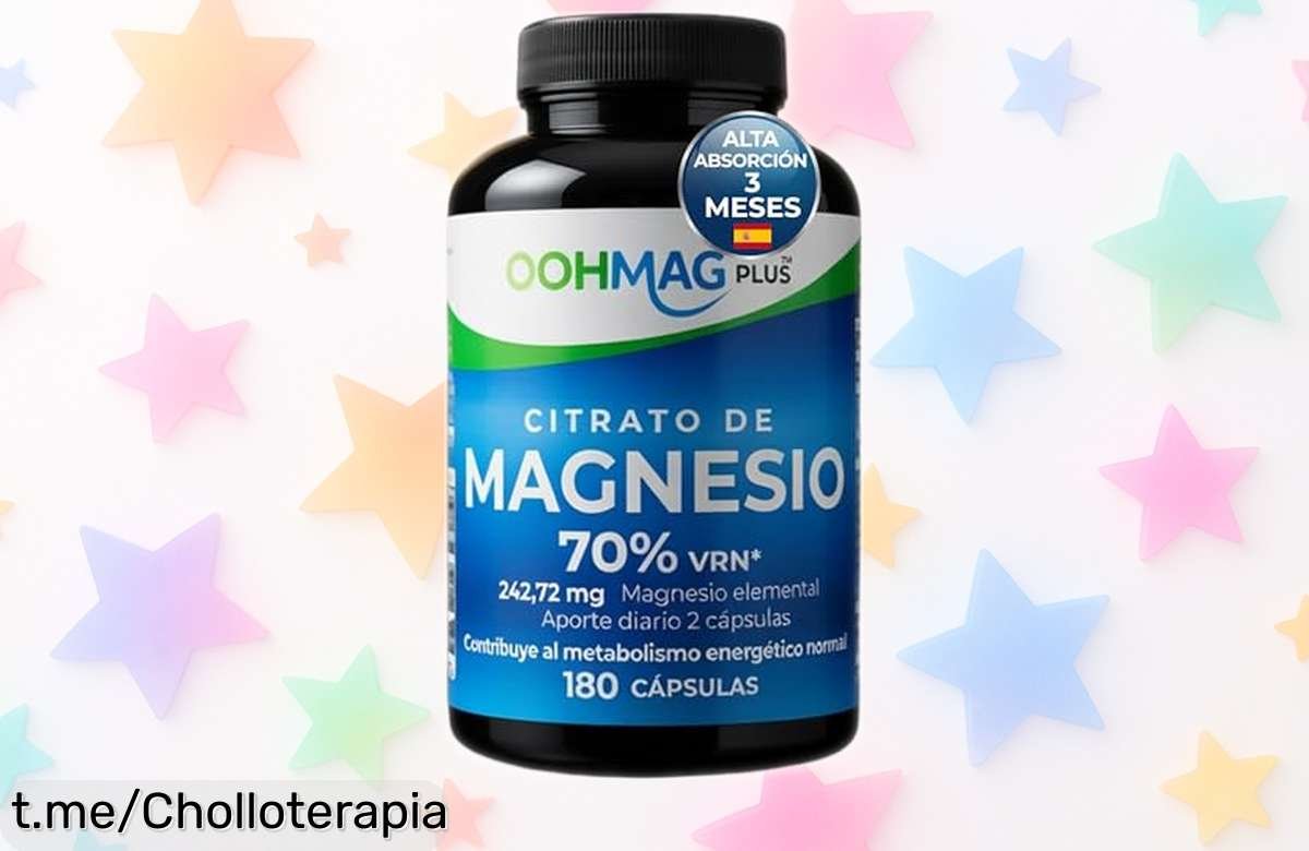 Energía al instante con Citrato de magnesio OOHMAG PLUS, 180 cápsulas veganas a un precio de ganga que te hace sentir increíble. ¡No esperes más para revitalizarte!