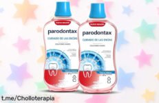Enjuague bucal Parodontax pack de 2 botellas, elimina más placa y cuida tus encías a un precio rebajado que no puedes dejar escapar, ¡tu sonrisa lo merece!