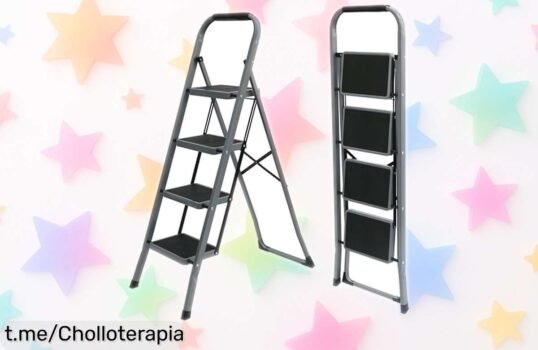 Escalera plegable UZIRO de 4 peldaños, resistente y antideslizante; no pierdas la oportunidad con este ofertón que hará tu vida más fácil en un tris. ¡Consíguela ya!