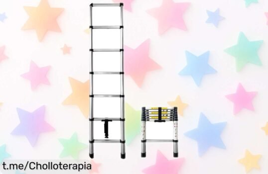 Escalera telescópica plegable Nyana, ¡precio loco para alcanzar las estrellas! Perfecta y segura con base antideslizante; no dejes pasar esta oportunidad que vuela.