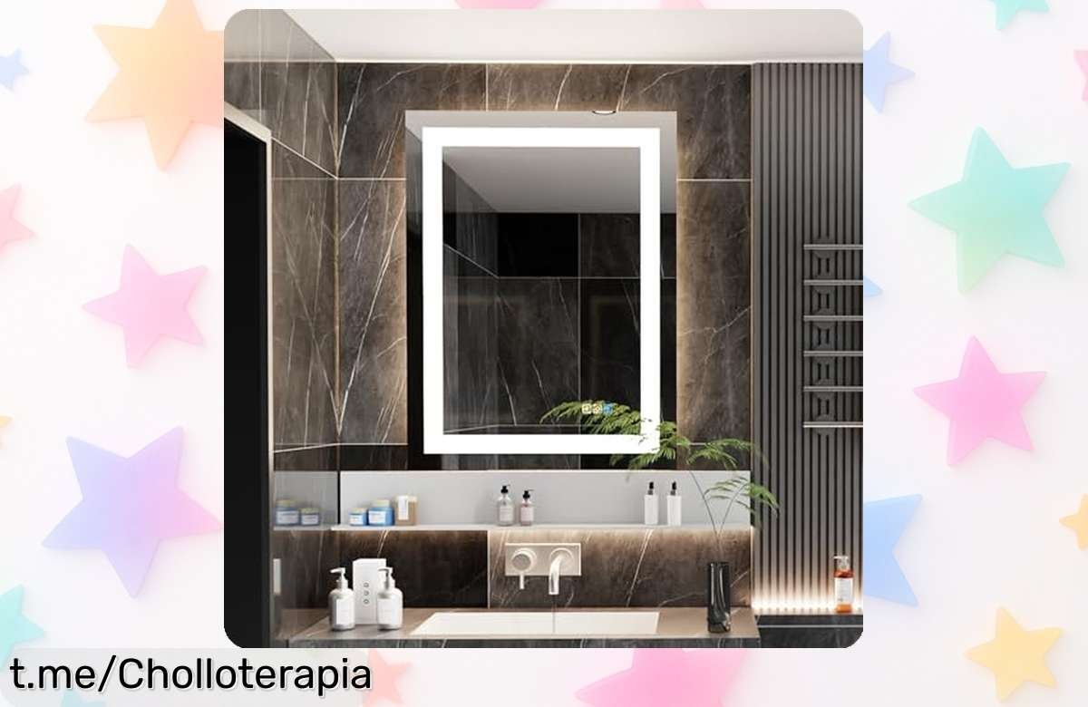 Espejo de baño Luminorcrest 60x80cm con luz LED regulable: ¡un chollo que moderniza tu espacio y siempre se ve claro! No te lo pierdas, es el momento perfecto para brillar.