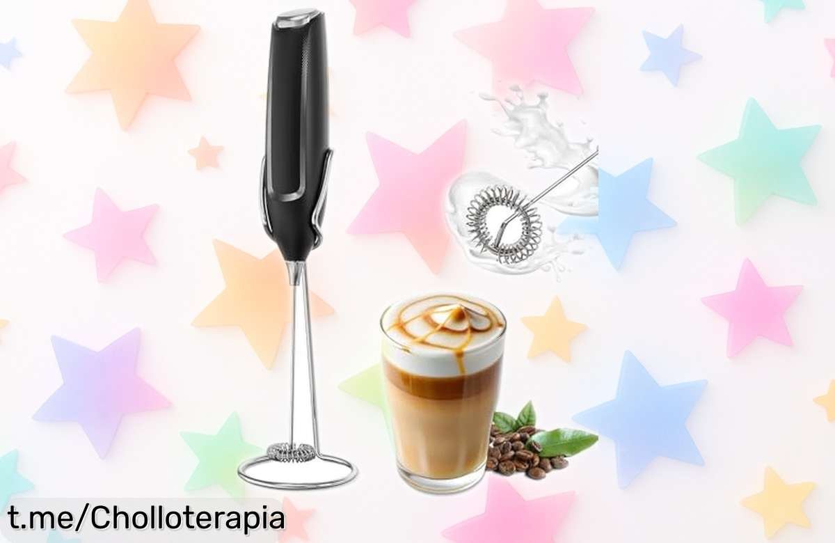 Espumador de leche eléctrico AMZCHEF que crea espuma suave en segundos, duradero y sin líos; ¡este precio está regalado! No dejes pasar esta joya para tu café diario.