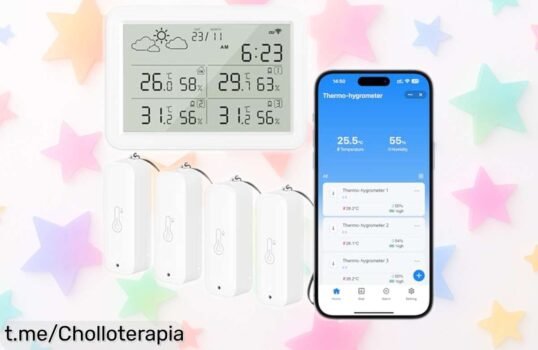 Estación meteorológica WIOONI con 4 sensores inalámbricos, un ofertón para controlar todo desde tu móvil sin moverte del sofá. ¡No dejes escapar esta oportunidad única!