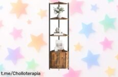 Estantería de esquina alta AffinityFurn: el ofertón que transforma tus rincones en estilo retro, aprovecha este precio loco antes de que se acabe.